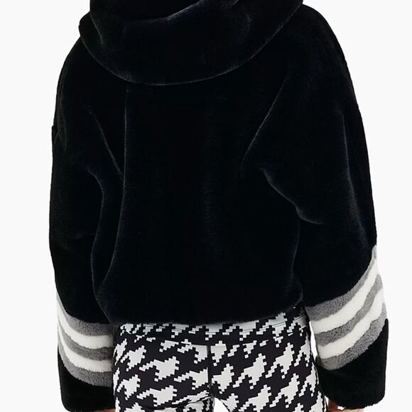 Perfect Moment Noelle faux fur jacket Black White Grey NWT Medium - Picture 3 of 8